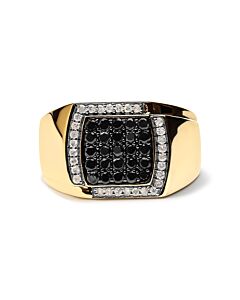 Haus of Brilliance Men's 14K Yellow Gold Plated .925 Sterling Silver 1.00 Cttw White and Black Treated Diamond Ring (Black / I-J Color, I2-I3 Clarity)