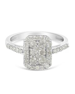 Haus of Brilliance Sterling Silver 1ct. TDW Rose-Cut Diamond Emerald Frame Ring (I-J, I3)