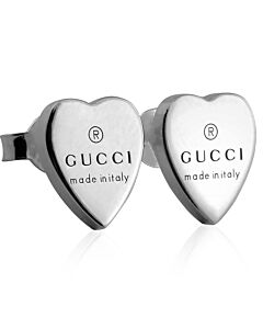 Heart earrings with Gucci trademark in Sterling Silver