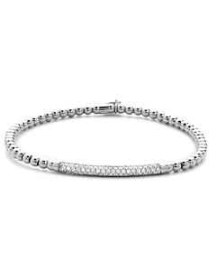 Hulchi Belluni 20344M-Ww 18K Wg Bracelet Pave Bar Diamonds 0.32 Cttw