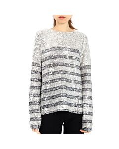 In The Mood For Love Carita Stripe Sequin Long-sleeve Blouse
