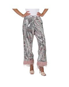 In The Mood For Love Feather-trimmed Springfield Sequin Pants