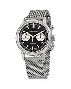 Men's Intra-Matic Chronograph Stainless Steel Mesh Black Dial Watch