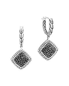 John Hardy Carved Chain Drop Earring with Black Spinel