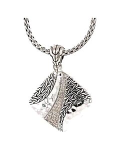 John Hardy Classic Chain Hammered Sterling Silver Diamond Pave Square Pendant Necklace - Nbp9002392dix18
