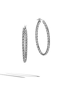 John Hardy Classic Chain Silver 40mm Hoop Earrings - EB900370