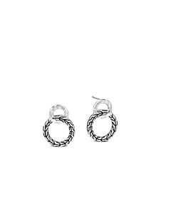 John Hardy Classic Chain Silver Interlinking Stud Earring - EB90580
