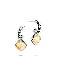 John Hardy Classic Chain Sugarloaf Earring in Silver and Hammered 18K Gold
