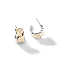 John Hardy Hoop Earrings Classic Chain 18K Yellow Gold & Sterling Silver with Diamond Hoop Earrings - EZ900721