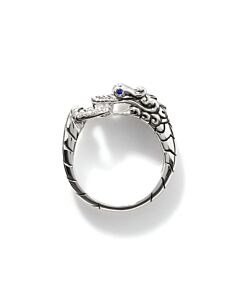 John Hardy Legends Naga Pave Silver Blue Sapphire & 0.04Ct Diamond Ring - Rbp601792bspdix7
