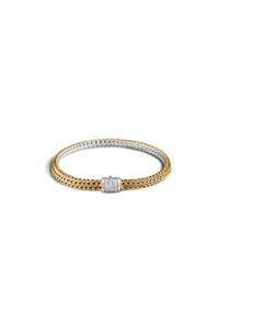 John Hardy Silver & Yellow Gold X-Small Chain Reversible Diamond Bracelet Size Medium - BZP96002RVDI