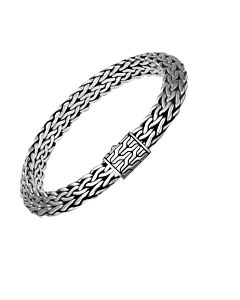 John Hardy Sterling Ssilver Classic Chain Tiga bracelet, 9.5mm bracelet with pusher clasp, size M - BB900084XM
