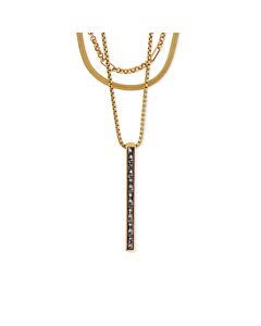 Kendra Scott Jack Vintage Gold Plated Brass and Charcoal Grey Crystal Necklace 4217707097