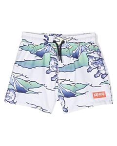 Kenzo Boys Animal Print Drawstring Swim Shorts