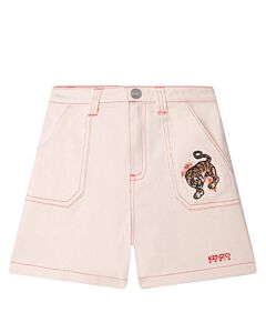 Kenzo Girls Ice Pink Cotton Tiger Shorts