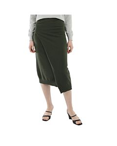 Kenzo Ladies Dark Khaki Merino Wool Wrap Skirt