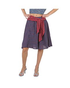 Kenzo Ladies Panelled Geometric-print Flared Skirt