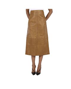 Khaite Ladies Joli Khaki Brown Leather Pencil Skirt, Brand Size 6