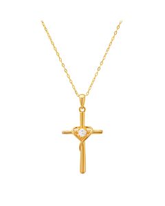 Kylie Harper 14k Gold Over Silver CZ Cross Heart Pendant