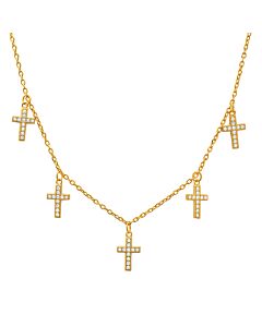 Kylie Harper 14k Gold Over Silver Dangling CZ Cross Charm Choker Necklace