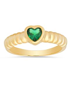 Kylie Harper 14k Yellow Gold Over Silver Bezel-set Heart Emerald CZ Ring