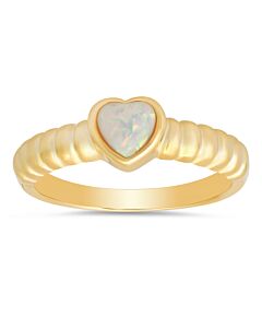 Kylie Harper 14k Yellow Gold Over Silver Bezel-set Heart Opal Ring