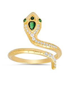 Kylie Harper 14k Yellow Gold Over Silver CZ Snake Ring