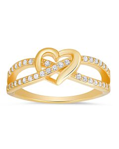 Kylie Harper 14k Yellow Gold Over Silver Heart CZ Ring