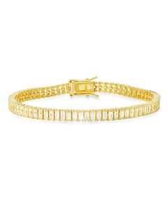 Kylie Harper 14k Gold Over Silver Baguette-cut Cubic Zirconia  CZ Tennis Bracelet - 7.25"