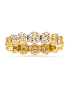 Kylie Harper Gold Over Silver Floral Cubic Zirconia  CZ Eternity Band Ring