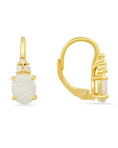 Kylie Harper 14k Gold Over Silver Opal & CZ Leverback Earrings