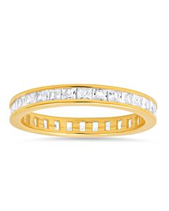 Kylie Harper Gold Over Silver Princess-cut CZ Eternity Band Ring