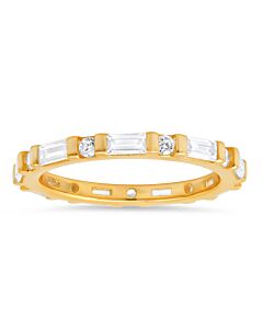 Kylie Harper Gold Over Silver Round & Baguette-cut CZ Stackable Eternity Band Ring