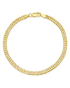 Kylie Harper Men's Italian 14k Yellow Gold Over Silver 8.5" Miami Cuban Double Curb Chain Bracelet