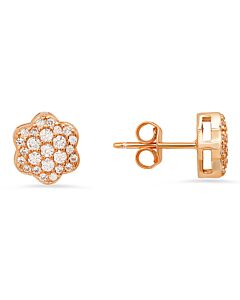 Kylie Harper 14k Rose Gold Over Silver Flower Cubic Zirconia  CZ Stud Earrings