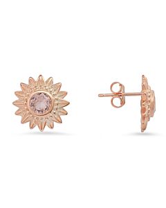 Kylie Harper 14k Rose Gold Over Silver Vintage Morganite CZ Flower Stud Earrings