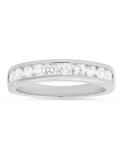 Kylie Harper Sterling Silver Channel-set Round CZ Band Ring