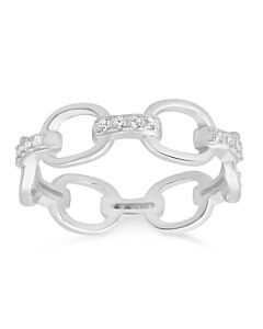 Kylie Harper Sterling Silver CZ Paper Clip Band Ring