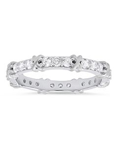 Kylie Harper Sterling Silver Round-cut CZ "X" Stackable Eternity Band Ring