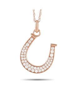 LB Exclusive 14K Rose Gold 0.18 ct Diamond Horseshoe Pendant Necklace