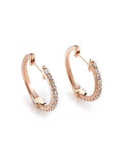 LB Exclusive 14K Rose Gold .31 Carat VS1 G Color Diamond Hoop Huggies Earrings