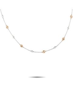 LB Exclusive 14K White and Rose Gold 3.23ct Diamond Station Necklace MF11 110323