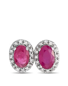 LB Exclusive 14K White Gold 0.10ct Diamond and Ruby Earrings ER4 15565WRU