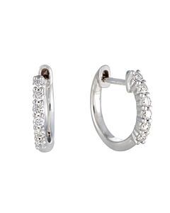 LB Exclusive 14K White Gold 0.25 Carat VS1 G Color Diamond Hoop Huggies Earrings