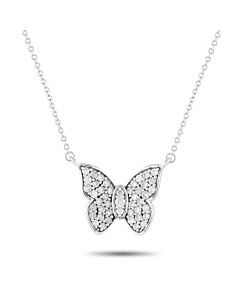 LB Exclusive 14K White Gold 0.50ct Diamond Butterfly Necklace PN15396