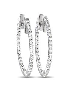 LB Exclusive 14K White Gold 0.55ct Diamond Inside Out Hoop Earrings