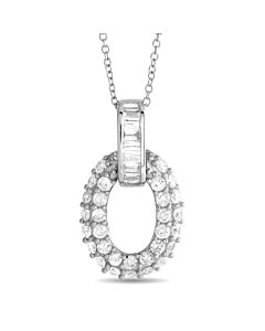 LB Exclusive 14K White Gold 0.63ct Diamond Oval Necklace PN 15335 W