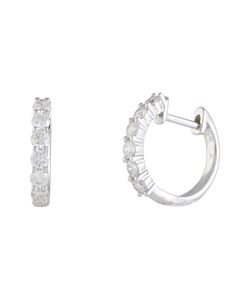 LB Exclusive 14K White Gold 0.75 ct Diamond Hoop Earrings