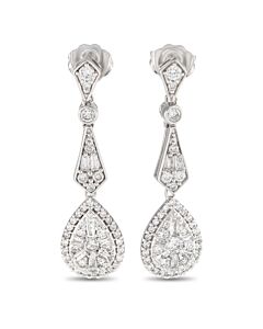 LB Exclusive 14K White Gold 1.0ct Diamond Art Deco Drop Earrings ER28526