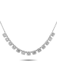 LB Exclusive 14K White Gold 1.0ct Diamond Square Fringe Necklace NK 01548